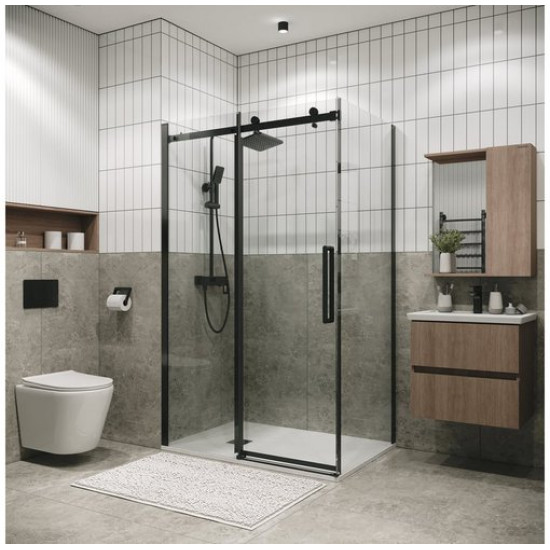 Боковая стенка Grossman Classic 90x195 стекло прозрачное / профиль графит сатин