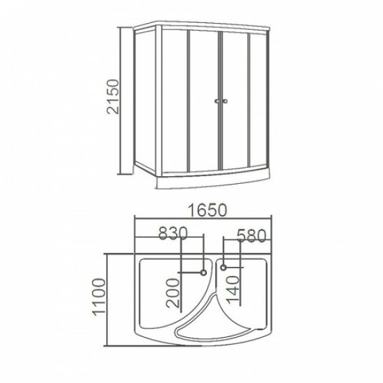 Душевая кабина Tiko-Teymi Aina T00001R 165x110 правая с финской сауной и турецкой баней