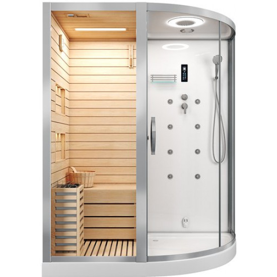 Душевая кабина Tiko-Teymi Solli T00202L 180x110 белая, левая с финской сауной и турецкой баней