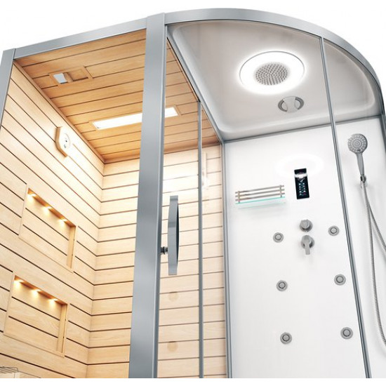 Душевая кабина Tiko-Teymi Solli T00202L 180x110 белая, левая с финской сауной и турецкой баней