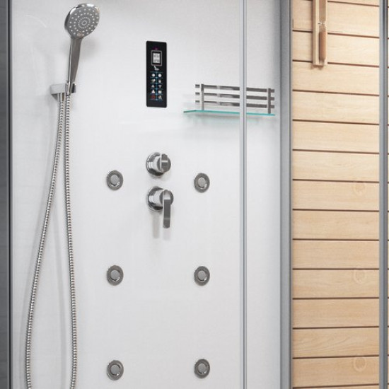 Душевая кабина Tiko-Teymi Solli T00202L 180x110 белая, левая с финской сауной и турецкой баней