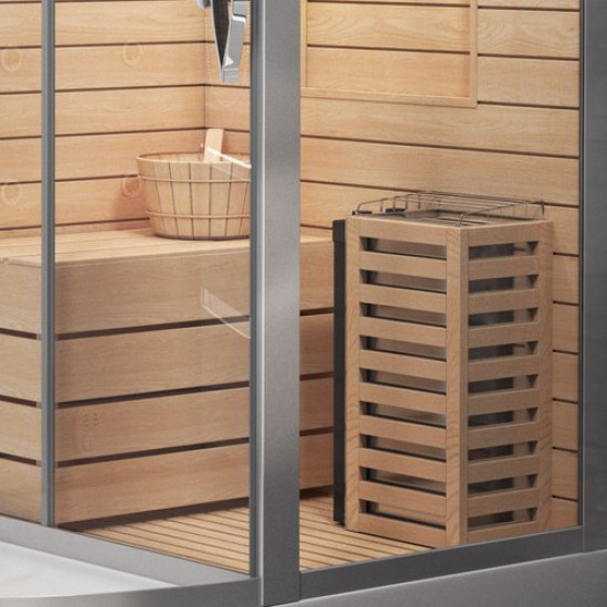 Душевая кабина Tiko-Teymi Solli T00202L 180x110 белая, левая с финской сауной и турецкой баней