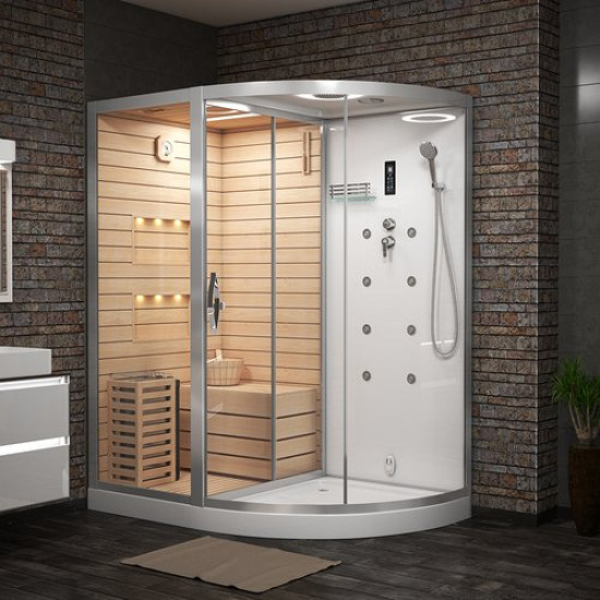 Душевая кабина Tiko-Teymi Solli T00202L 180x110 белая, левая с финской сауной и турецкой баней