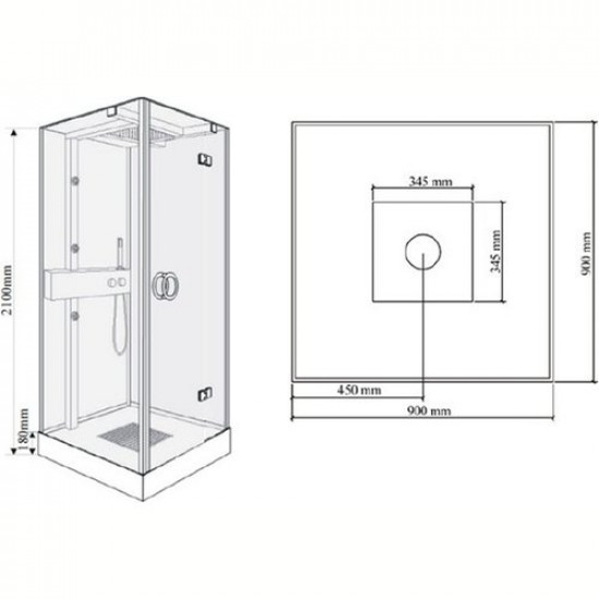 Душевая кабина Wasserfalle W-9701 100х100