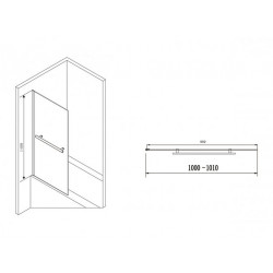 Душевая шторка Abber Immer Offen AG70100B 100x140 стекло прозрачное, профиль черный