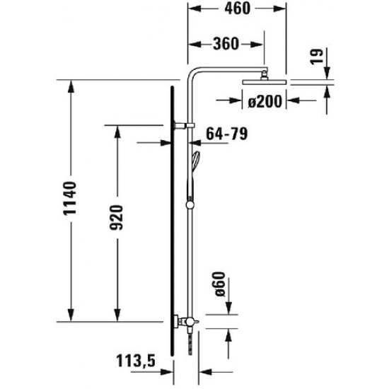 Душевая стойка Duravit B.2 B24280008010 с термостатом, хром