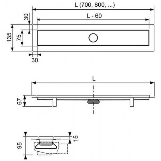 Душевой лоток TECElinus 900 хром