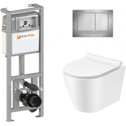 Инсталляция KK-Pol Alfa с унитазом Teja и клавишей смыва хром глянец