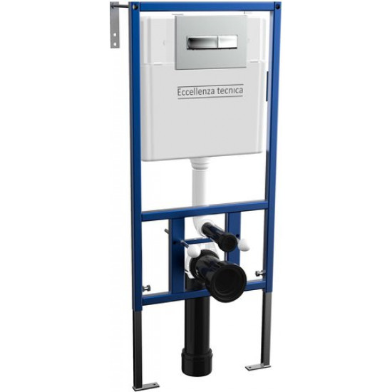 Комплект инсталляции Eccellenza Tecnica 152.4.501.8088 с клавишей смыва хром 152.7.322.088 и подвесным унитазом Idevit Alfa Rimless SETK3104-2616-001-1-8