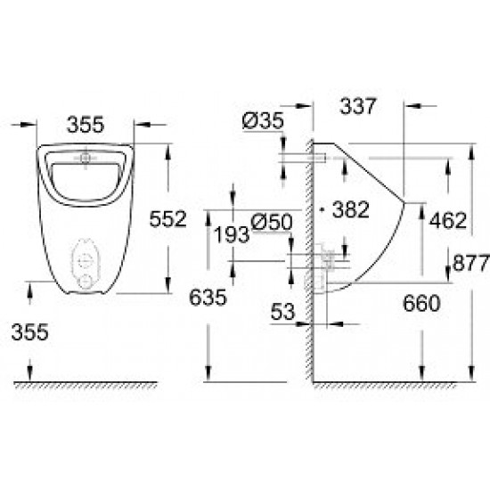 Писсуар Grohe Bau Ceramic 39438000 35,5x33,7 Писсуар Grohe Bau Ceramic 39438000 35,5x33,7
