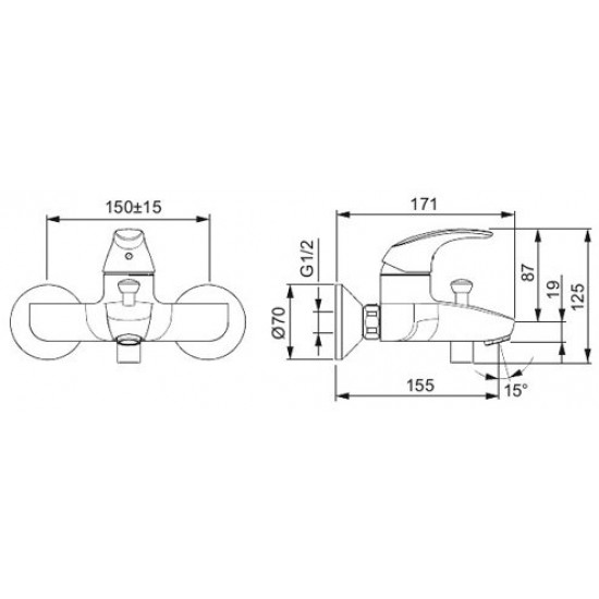 Смеситель для ванны Oras Polara 1440Y