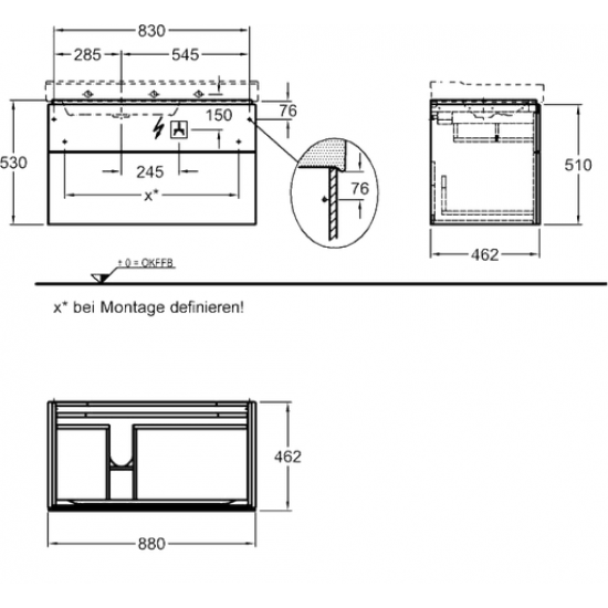 Тумба под умывальник Keramag Xeno2 807592000 серый дуб
