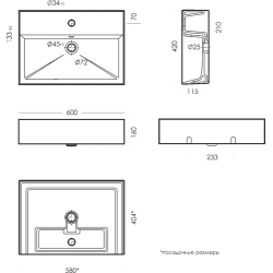 Умывальник Sanita Luxe Novel 60x34,9 белый