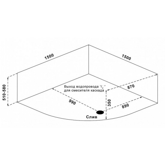 Ванна акриловая Bas Аура 150x150 с каркасом