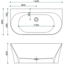 Ванна из литьевого мрамора Fjordd Ramsa 160x80 белый глянец