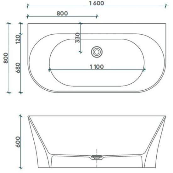 Ванна из литьевого мрамора Fjordd Ramsa 160x80 белый глянец