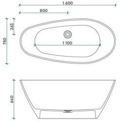 Ванна из литьевого мрамора Fjordd Senja 160x75 белый матовый