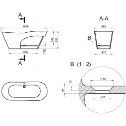 Ванна каменная Holbi Afrodita 161x68 SC цветная матовая RAL