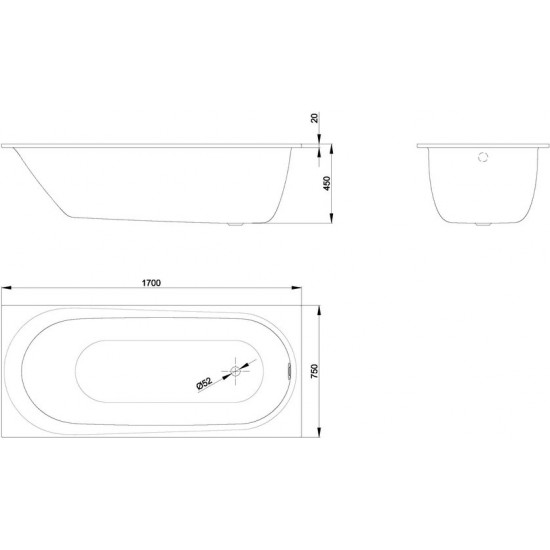 Ванна стальная Bette BetteComodo 1250-000 170x75