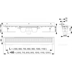Водоотводящий желоб Alcaplast APZ1004S-550