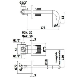 Cмеситель для умывальника PAFFONI Jo JO006NO70 черный матовый