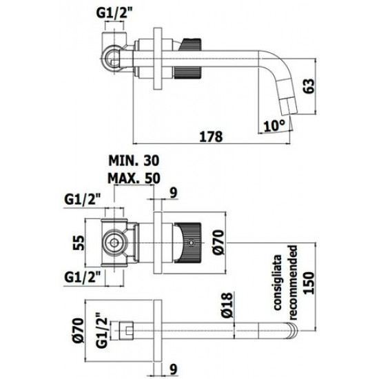 Cмеситель для умывальника PAFFONI Jo JO006NO70 черный матовый