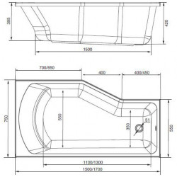 Акриловая ванна 1 Marka Convey 170x75 R белая Акриловая ванна 1 Marka Convey 170x75 R белая
