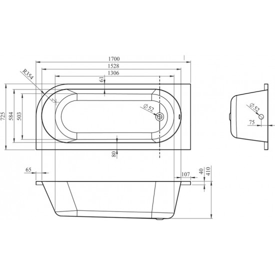 Акриловая ванна Lavinia Boho Art II 170x72,5 L