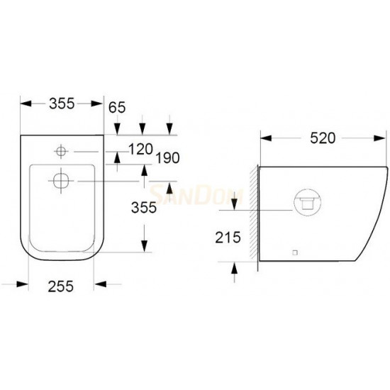 Биде напольное Belbagno ALPINA 35,5x52 BB10100B