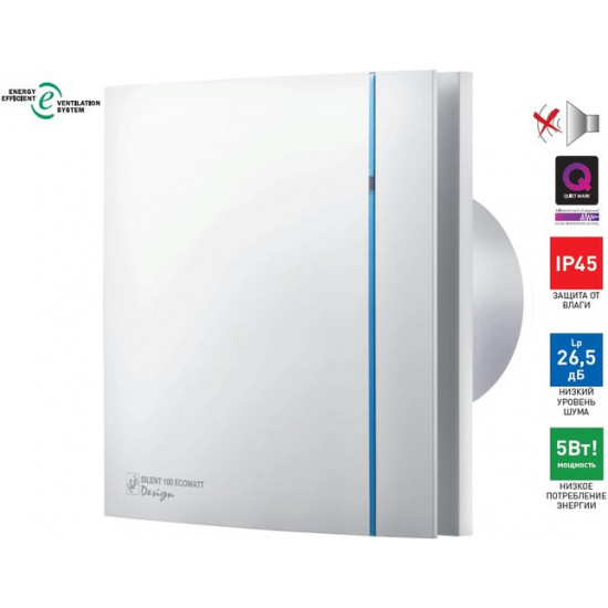 Бытовой  вентилятор Soler&Palau SILENT-100 CHZ Design Ecowatt (датчик влажности + таймер)