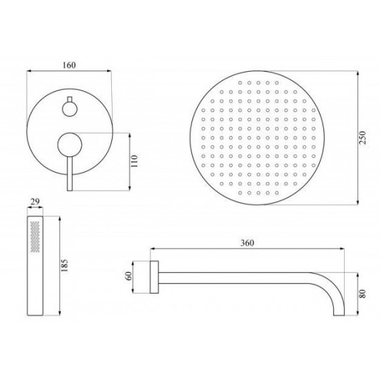 Душевая система скрытого монтажа Calani Nexos S Chrome CAL-B0009 Душевая система скрытого монтажа Calani Nexos S Chrome CAL-B0009