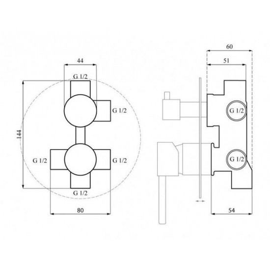 Душевая система скрытого монтажа Calani Nexos S Chrome CAL-B0009 Душевая система скрытого монтажа Calani Nexos S Chrome CAL-B0009