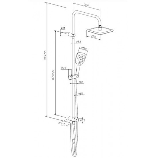 Душевая стойка Damixa Eclipse 931000000 хром Душевая стойка Damixa Eclipse 931000000 хром