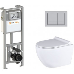 Инсталляция KK-Pol Alfa с унитазом Latona и клавишей смыва матовый хром