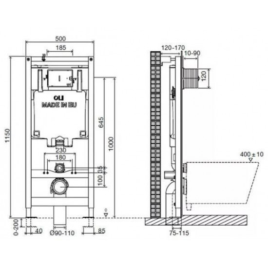 Инсталляция OLI 80 механическая (600151) + клавиша Globe хром (152950)