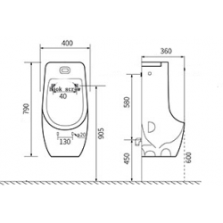 Писсуар Ceramalux Х546P 40x36 сенсорное управление, белый Писсуар Ceramalux Х546P 40x36 сенсорное управление, белый