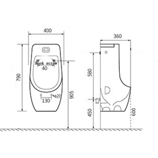 Писсуар Ceramalux Х546P 40x36 сенсорное управление, белый