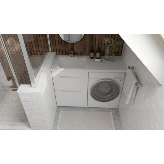Тумба под стиральную машину Raval Forte 120 напольная белая левая