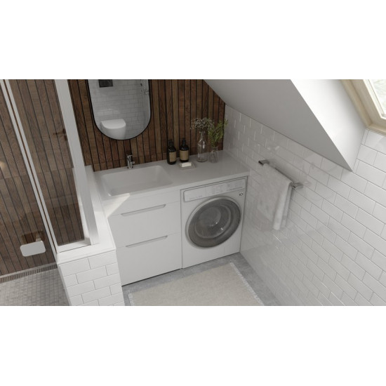 Тумба под стиральную машину Raval Forte 120 напольная белая левая