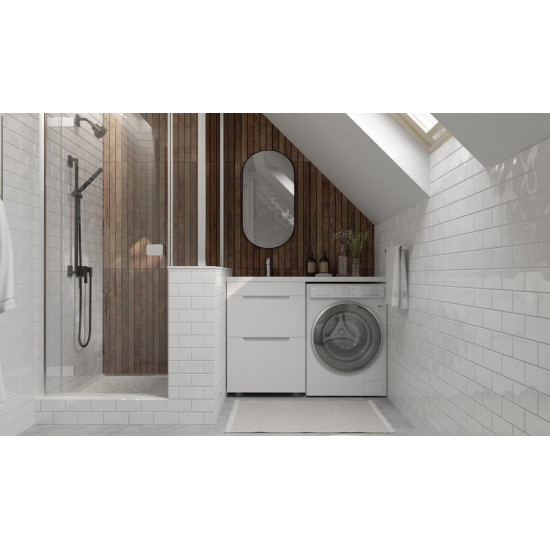 Тумба под стиральную машину Raval Forte 120 напольная белая левая