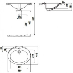 Умывальник Creavit TP 58x46 овальный