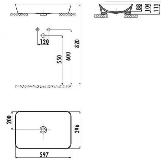 Умывальник Creavit Ultra 60x40 белый, прямоугольный