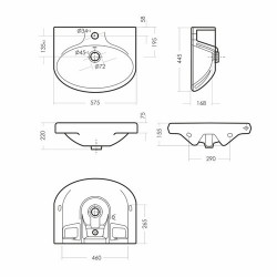 Умывальник пьедестальный Sanita Самарский 57 белый Умывальник пьедестальный Sanita Самарский 57 белый