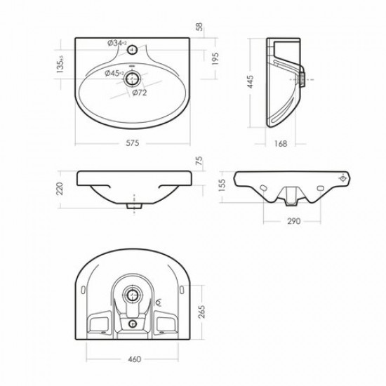 Умывальник пьедестальный Sanita Самарский 57 белый