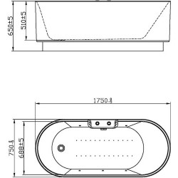 Ванна аэромассажная Orans NL-601 FTSH Black 175x75