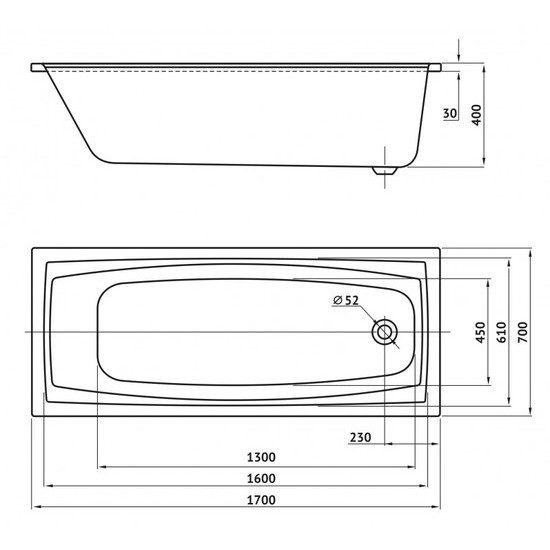 Ванна акриловая Berges FEYA 170x70 белая