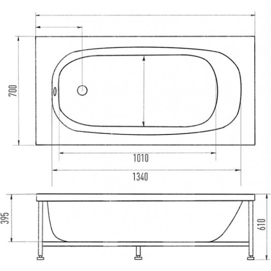 Ванна акриловая Eurolux LAIT 150x70 белая