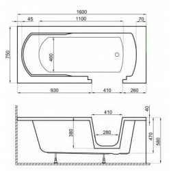 Ванна акриловая Polimat AVO 160x75 белая