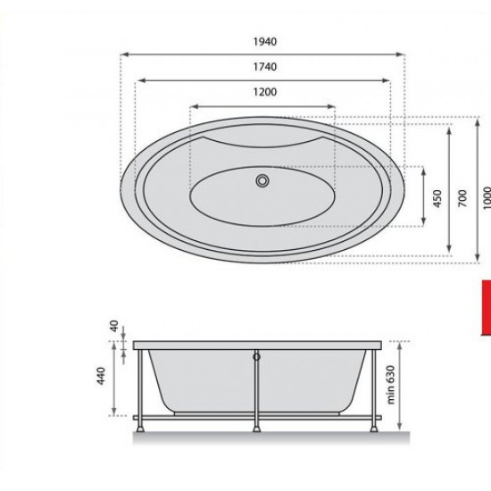 Ванна акриловая Vayer Beta KPL 194x100