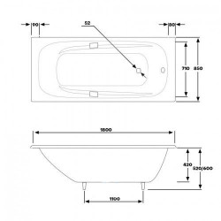 Ванна чугунная Byon Ide 180x85 с ножками и ручками белая Ванна чугунная Byon Ide 180x85 с ножками и ручками белая